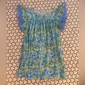 Lilly Pulitzer Girls Floral Blue and Green Dress